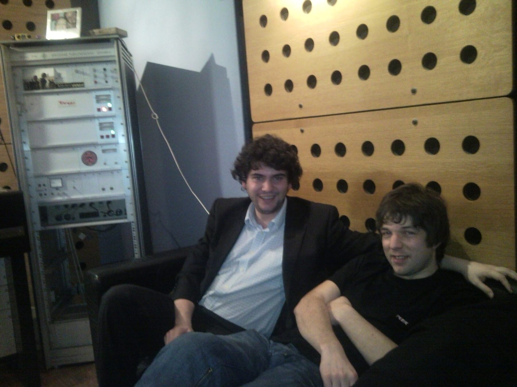 Cutting the original 'The Difference It Makes', c. 2004. Quality control from the sofa.